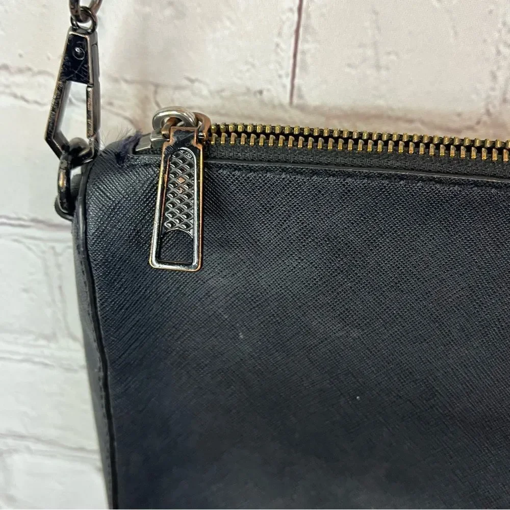 Rebecca Minkoff Womens Leather Chain Link Crossbody Shoulder Handbag Black